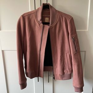 Blush nude Bagatelle Genuine Leather Bomber Jacket